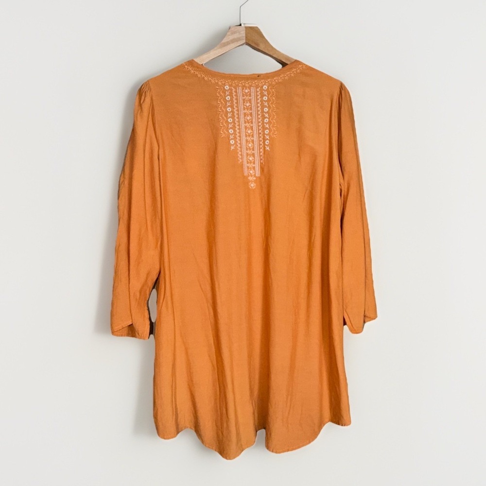 Andree by Unit Embroidered Artsy Boho Blouse Tunic Top Floral Size M Orange - Picture 3 of 5